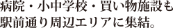 病院・小中学校・買い物施設も駅前通り周辺エリアに集結。